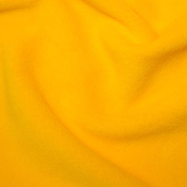 Close-up of bright yellow fleece fabric texture.