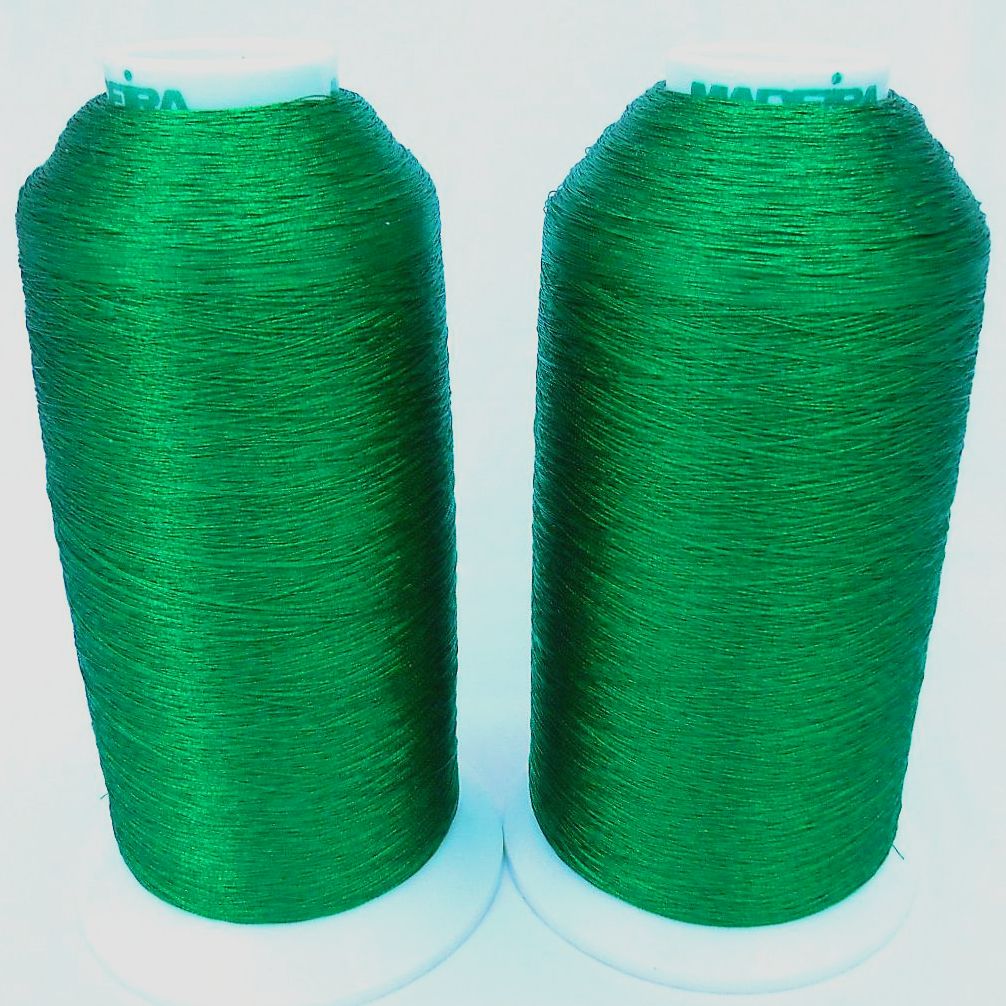 Mandala Crafts Green Metallic Embroidery Thread Set - Green Metallic Thread for Sewing Machine and Hand Decorative Sewing - 218 Yards 200m Green