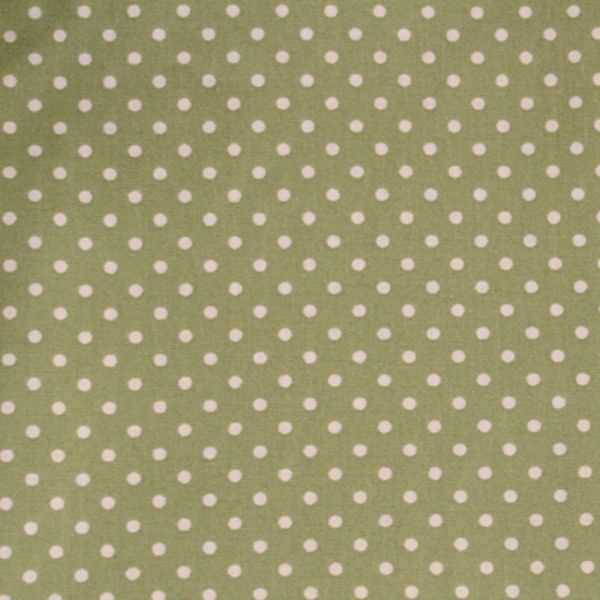 White dot on pale moss cotton poplin