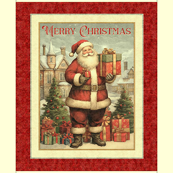 Santa with presents, Merry Christmas background.
