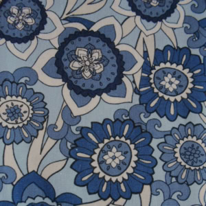 Blue floral pattern fabric design.
