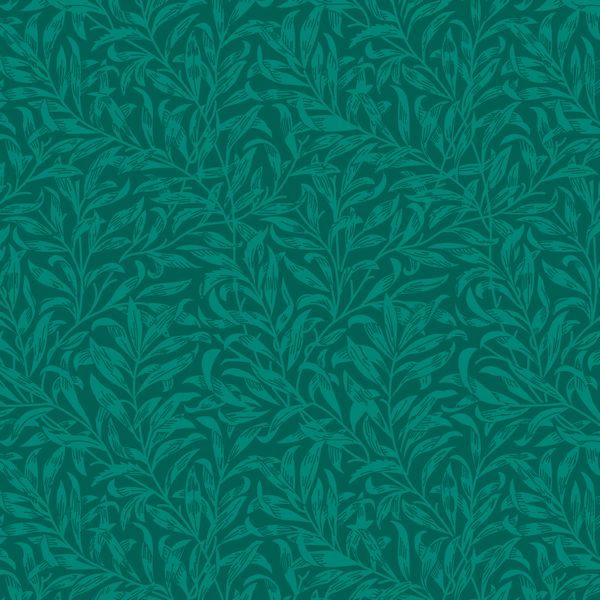Teal floral pattern background with leaves and flowers.