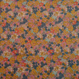 Colourful floral fabric with intricate pattern design.